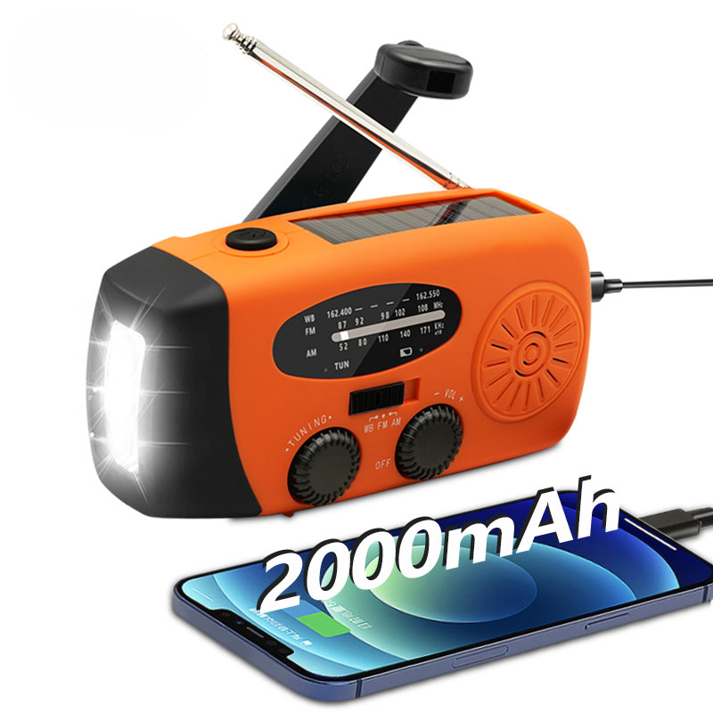 Solar Hand Crank Emergency Radio with NOAA Weather Alert USB Charger Flashlight