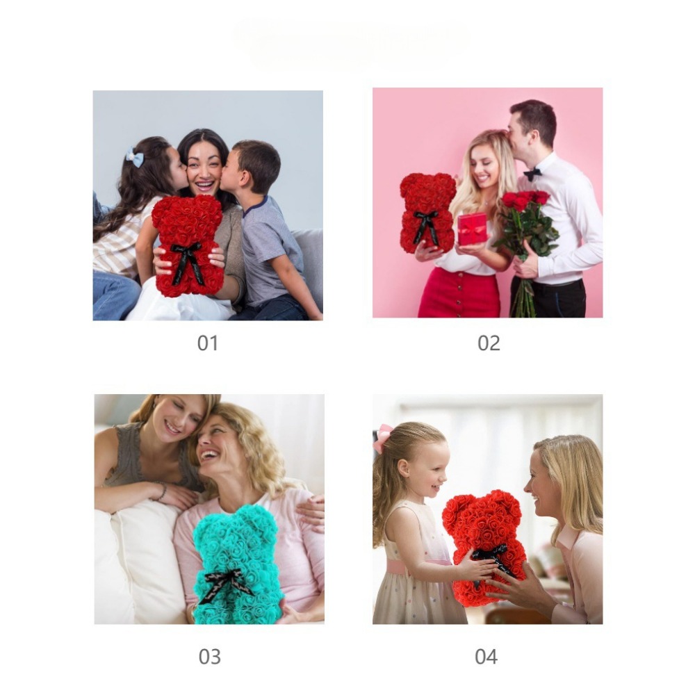 Eternal Rose Teddy Bear for Mom, Anniversary, Birthday & Artificial Decor