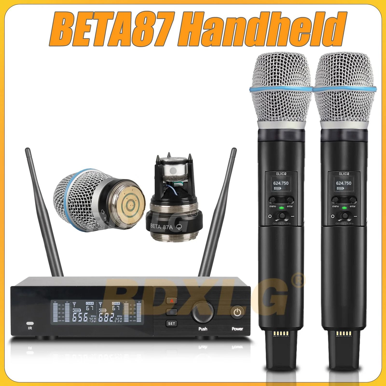 SLXD4 Professional Dual Wireless Microphone System with Two Handheld UHF Microphones