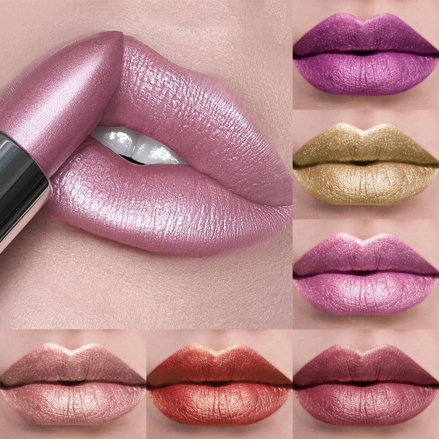 GlamShine 21-Color Glitter Metallic Lipstick Set – Long-Lasting Pearlescent Lip Tint Collection