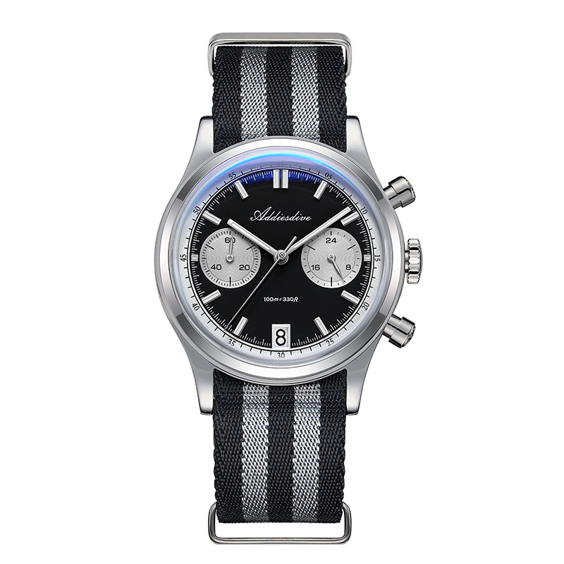 Men Quartz Chronograph Watch Waterproof Luxury 38mm Steel Wristwatch