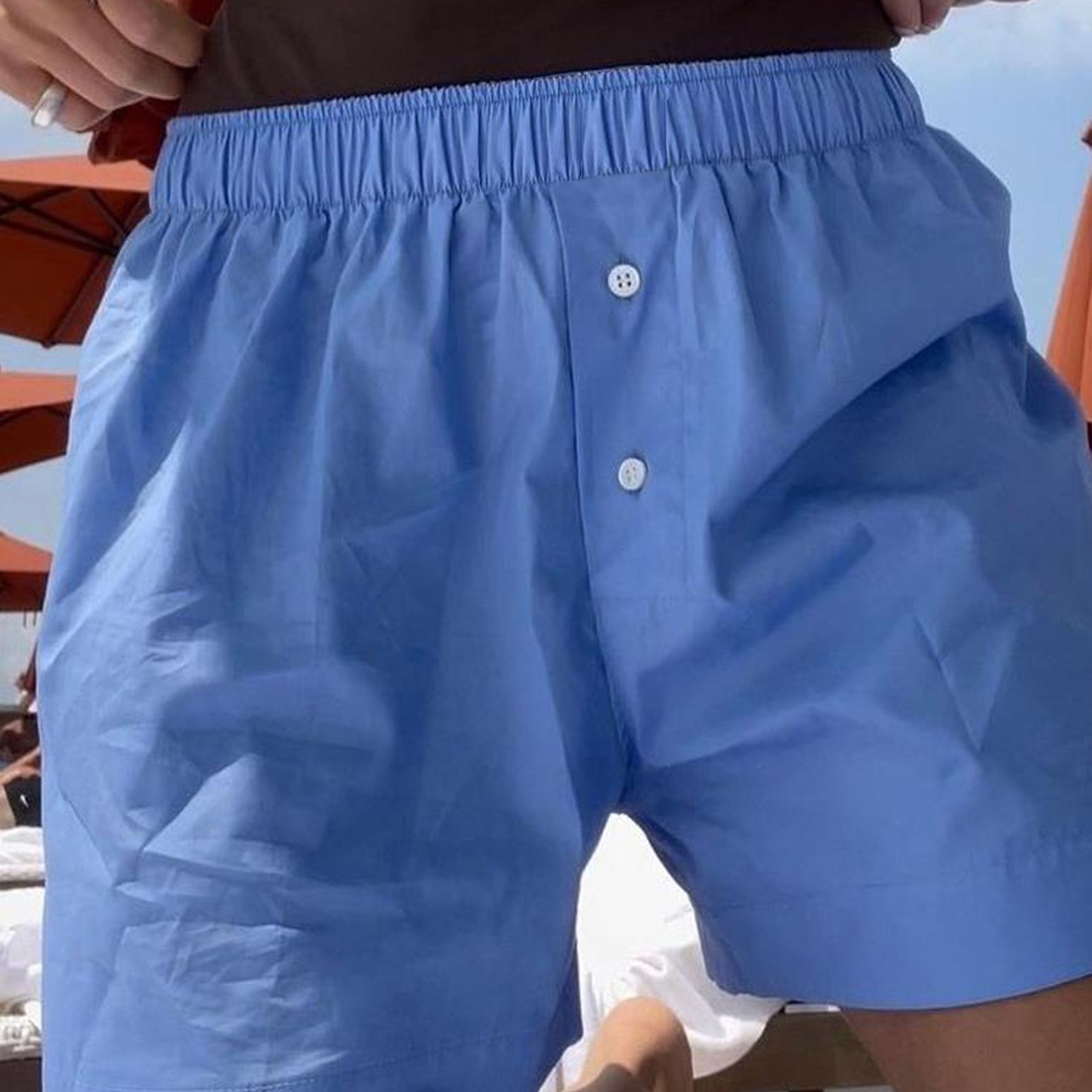 Casual Vintage Shorts for Women, High Waist Elastic Waist Striped Print Pajama Pants, Beachwear & Streetwear