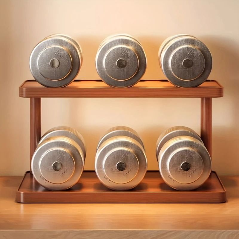 2-Tier Wooden Countertop Storage Rack Organizer