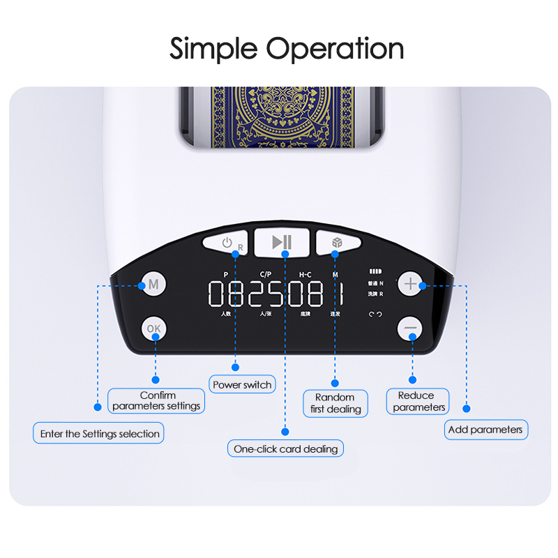 Electric Automatic Card Dealer Machine, Rechargeable Poker Cards Dispenser, Adjustable Speed and Distance Tools
