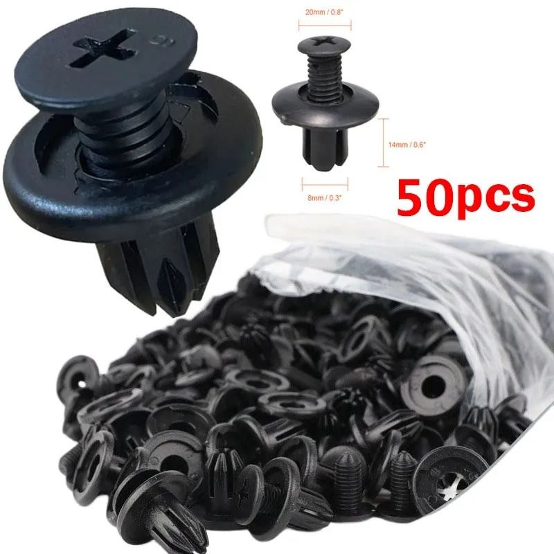 8mm Plastic Car Rivet Clips Bumper Fender Fasteners Set