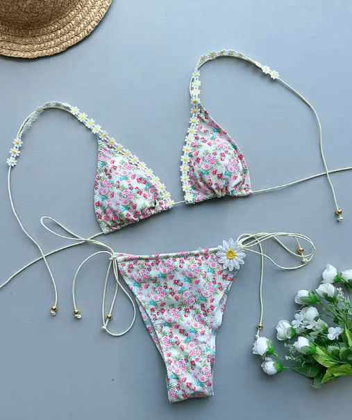 2025 Micro Bikini Set Push Up Lace Print Brazilian Swimwear