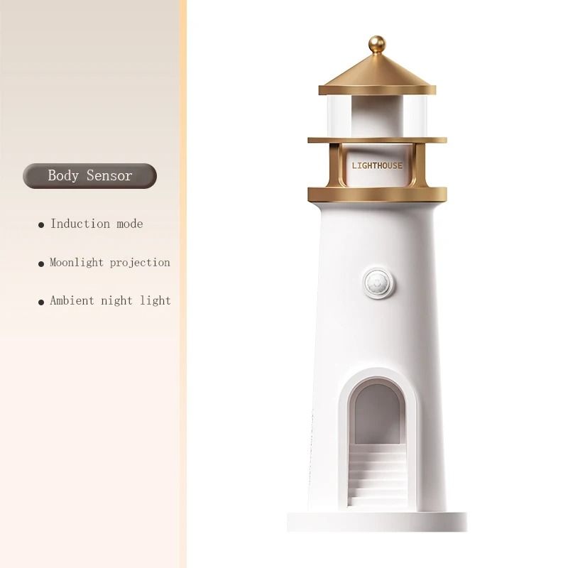 Moon Projection Lighthouse Night Light with Bluetooth Music and Remote