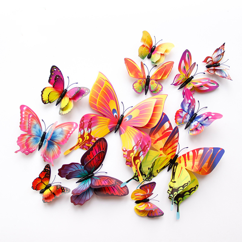 3D Butterfly Wall Stickers Double Layer Magnetic Decor for Home, Weddings & Fridges