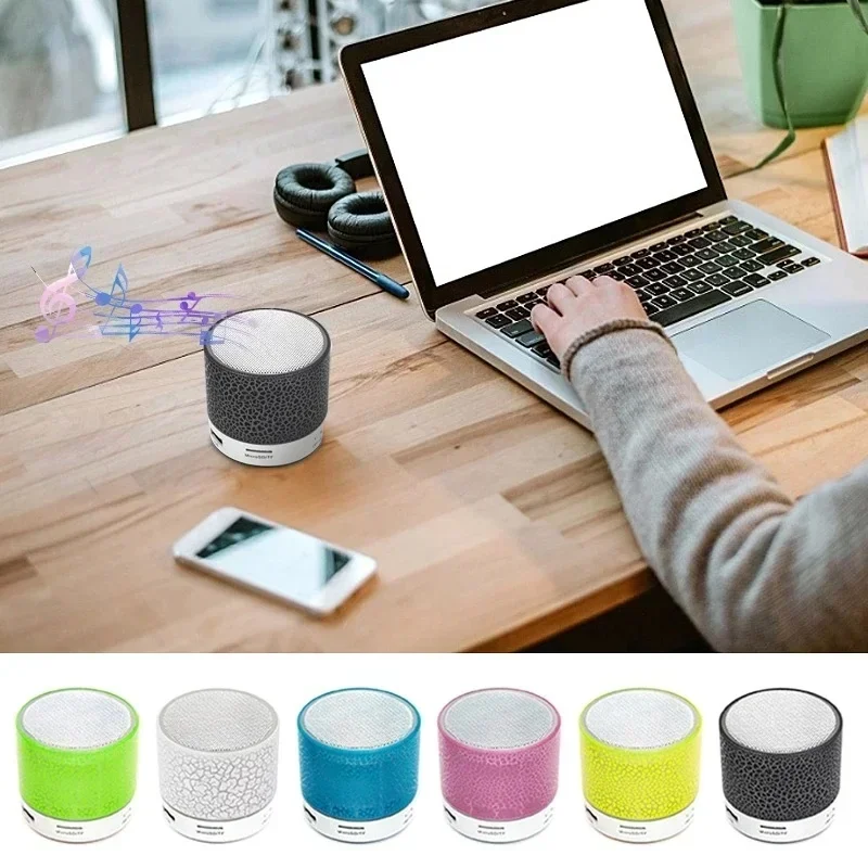 Mini Bluetooth Speaker Wireless Loudspeaker with LED Crack Effect SD Card & USB Subwoofer Portable Design
