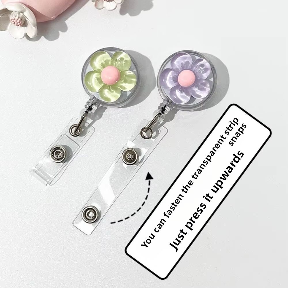 FloraClip Transparent Floral Retractable Badge Reel for ID Cards and Badges