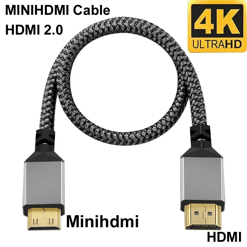 Mini HDMI to HDMI Extension Cable Male to Male Plug Nylon Braid HD Compatible for TV HDTV