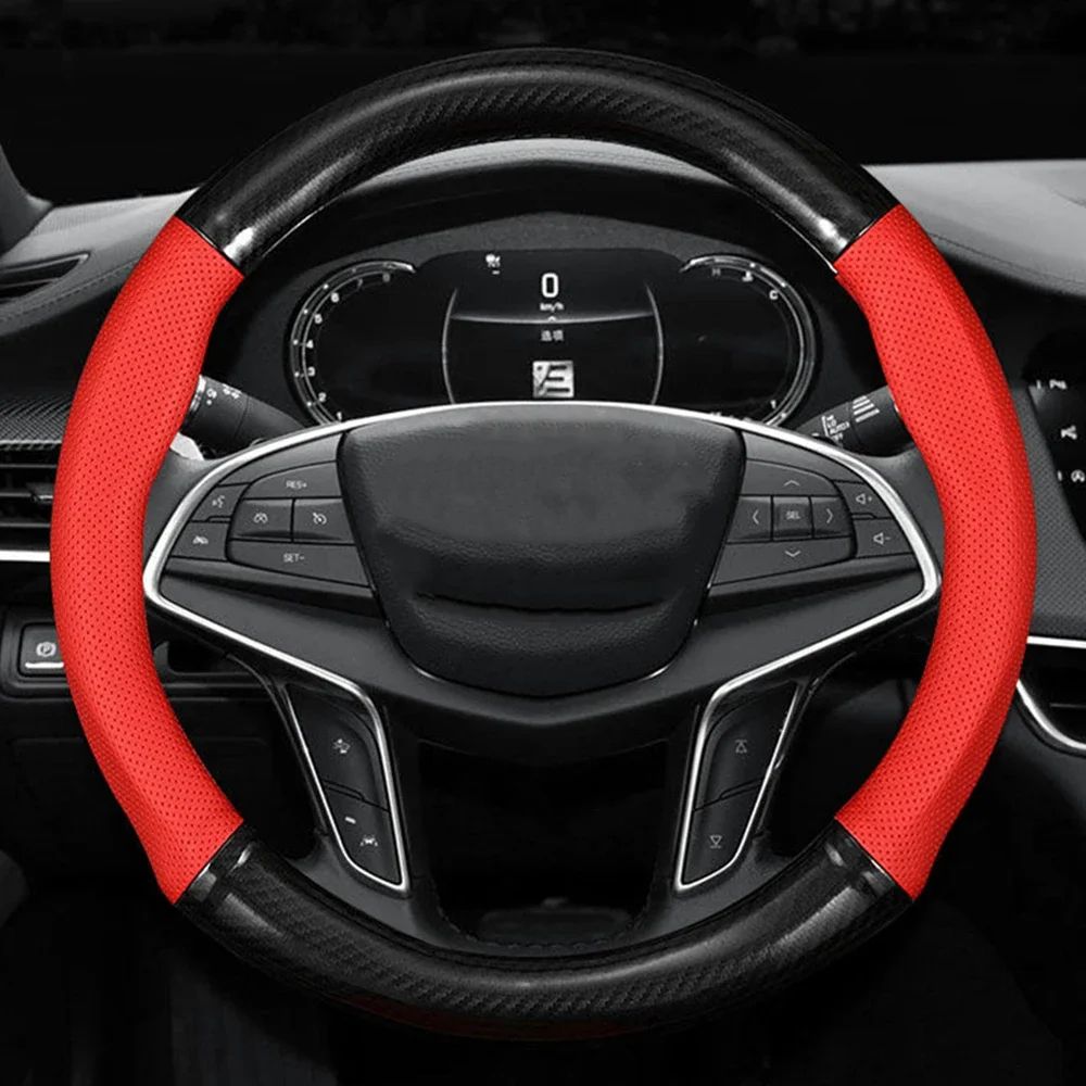 CarbonEdge Universal Car Steering Wheel Cover – Anti-Slip Leather Grip
