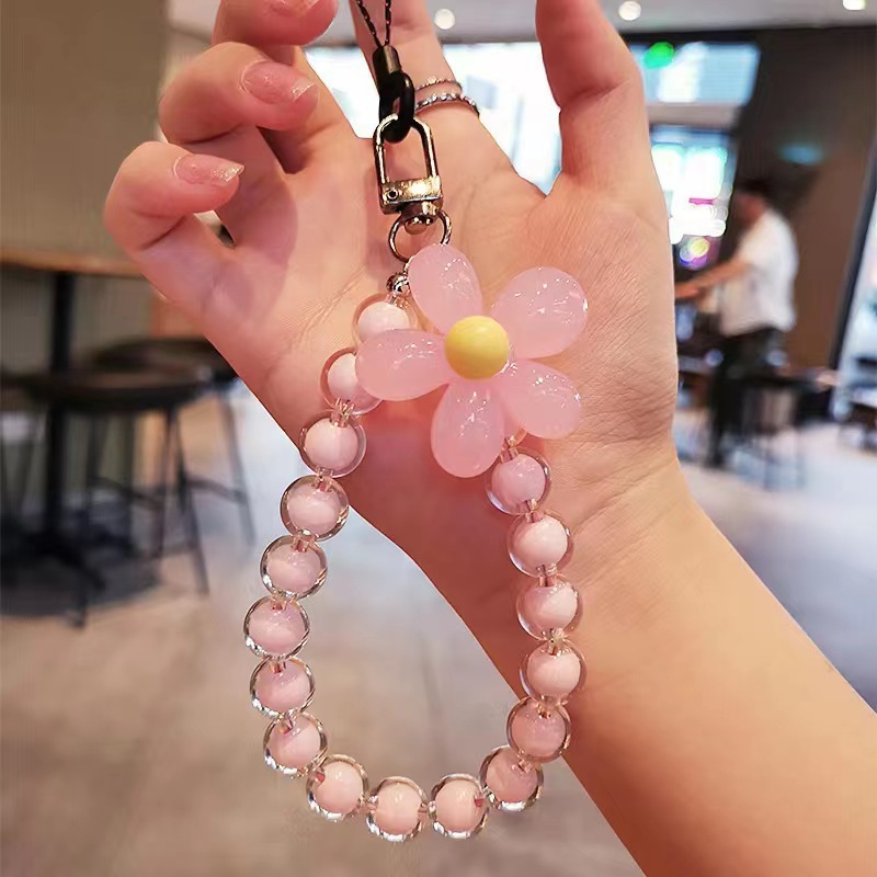 Macaron Beaded Phone Wrist Lanyard Anti Lost Phone Charm