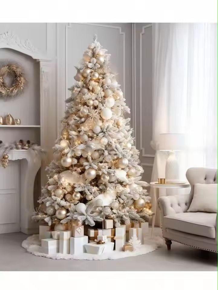 White Plush Christmas Tree Skirt, Soft Fluffy Tree Base Cover for Cozy Holiday Decor