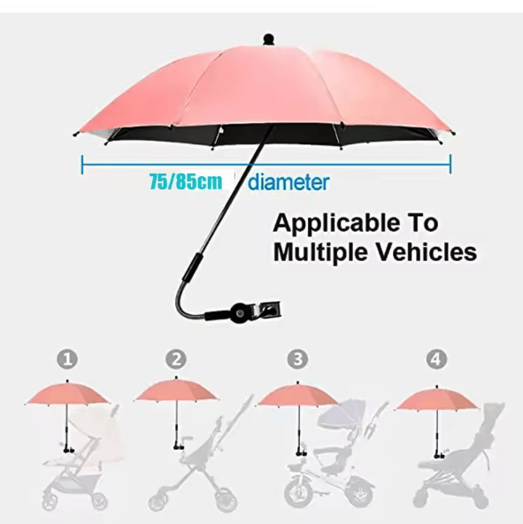 SunGuard Universal Baby Stroller Umbrella with Clamp & UV Protection