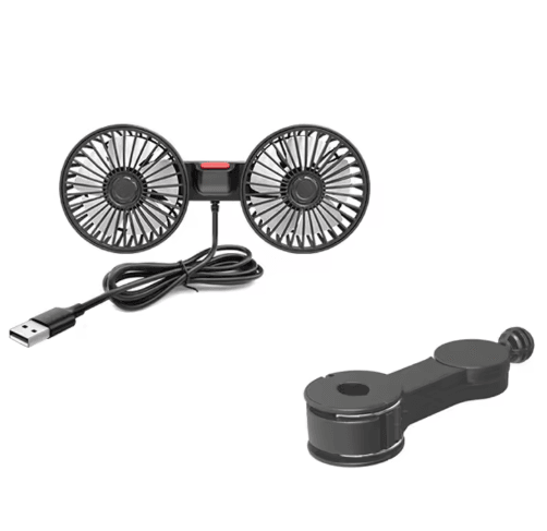 Dual Head USB Car Seat Cooling Fan with 3-Speed & 360° Rotation