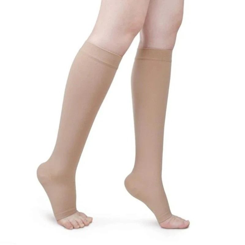 Medical Calf Compression Stockings Knee High Open Toe Pressure Socks