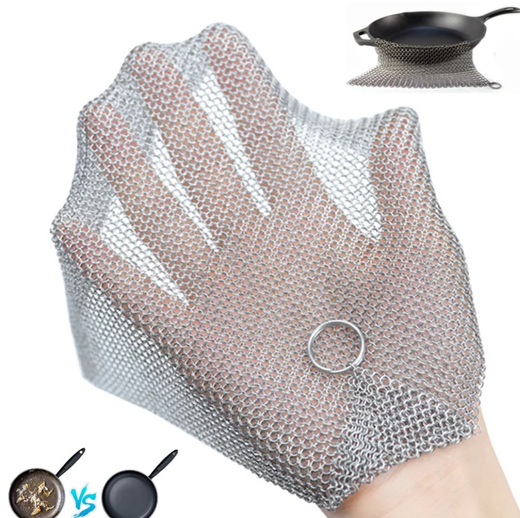 Cast Iron Cleaner Durable Stainless Steel Scrubber for Kitchen Pots, Pans, and Microwave Cleaning