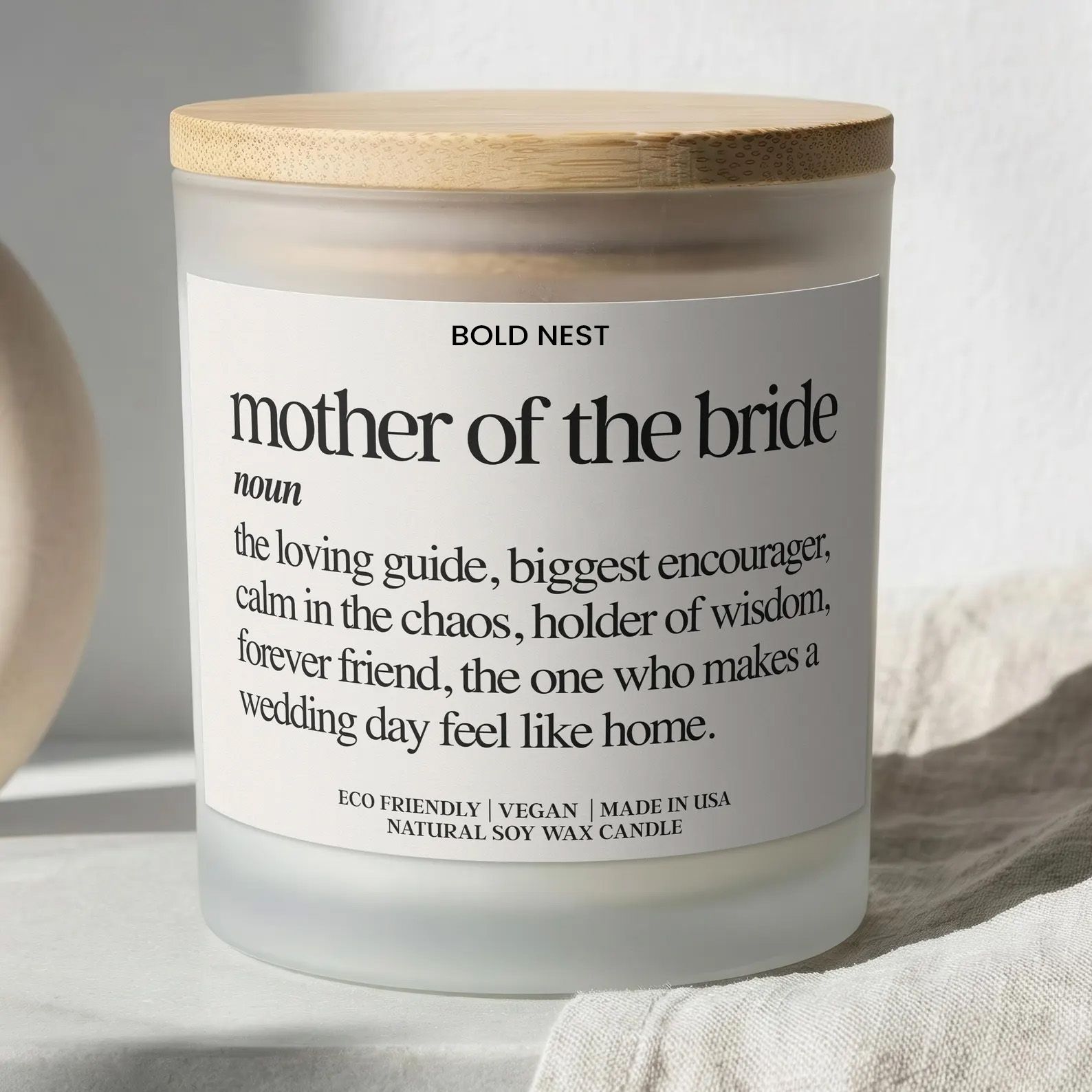 Personalized Mother-in-Law Wedding Candle – Custom Wedding Day Gift for Mom, Scented Bride & Groom Keepsake Candle
