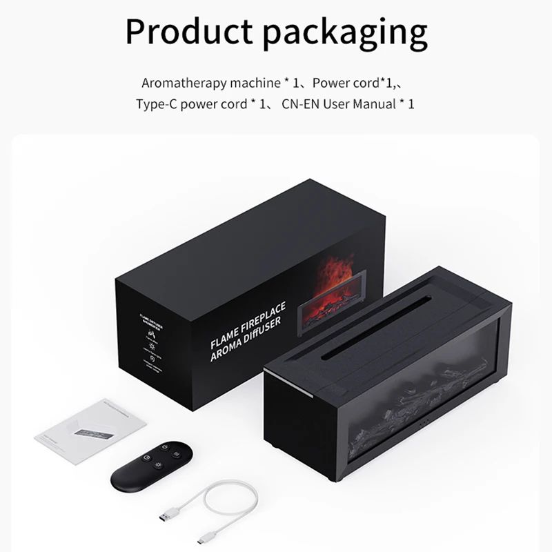 Creative Fireplace-Style Air Humidifier and Aroma Diffuser With LED Light and Remote Control