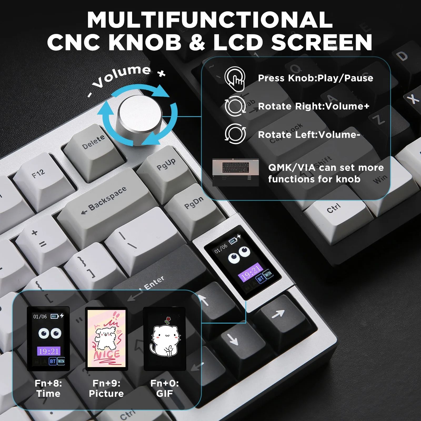 YUNZII AL80 Wireless Mechanical Keyboard Full Aluminum LCD Display