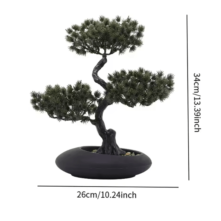 Artificial Japanese Pine Bonsai Tree – Realistic Mini Zen Plant for Home & Office