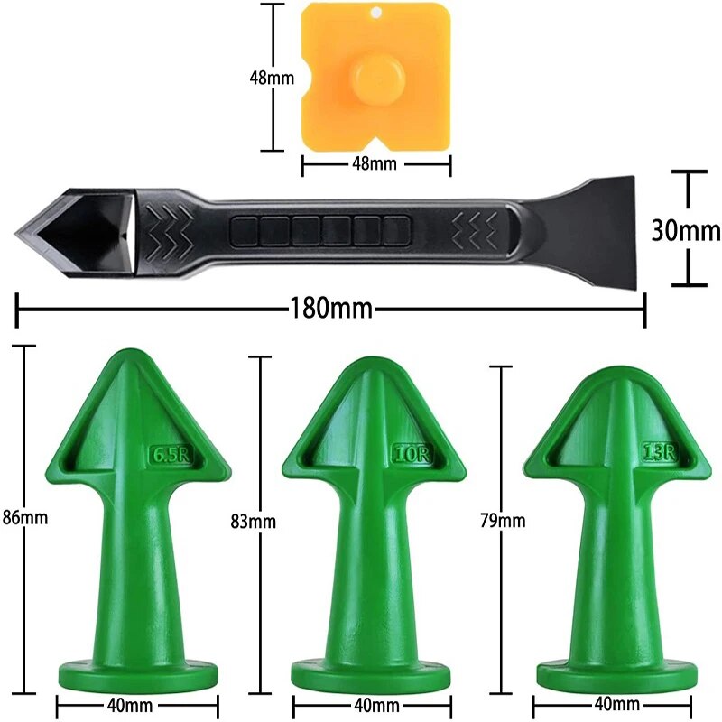 5Pc Caulking Nozzle Applicator Set for Tile, Brick Joints, Floor - Silicone Remover Hand Tool Kit with Plastic Glue Shov