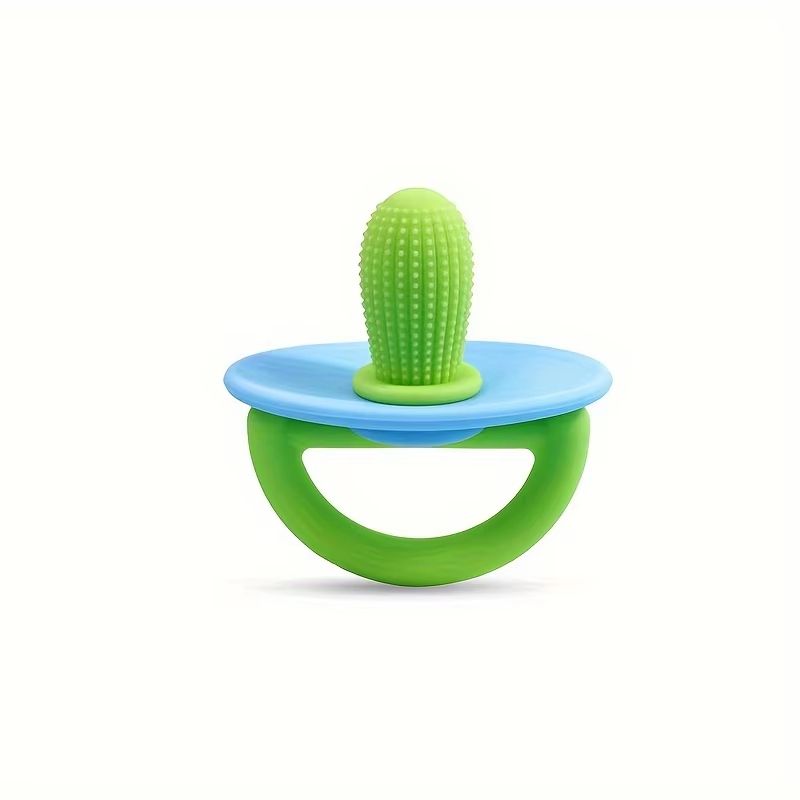 Soft Silicone Pacifier-Style Baby Teether Ring with Massage Dot
