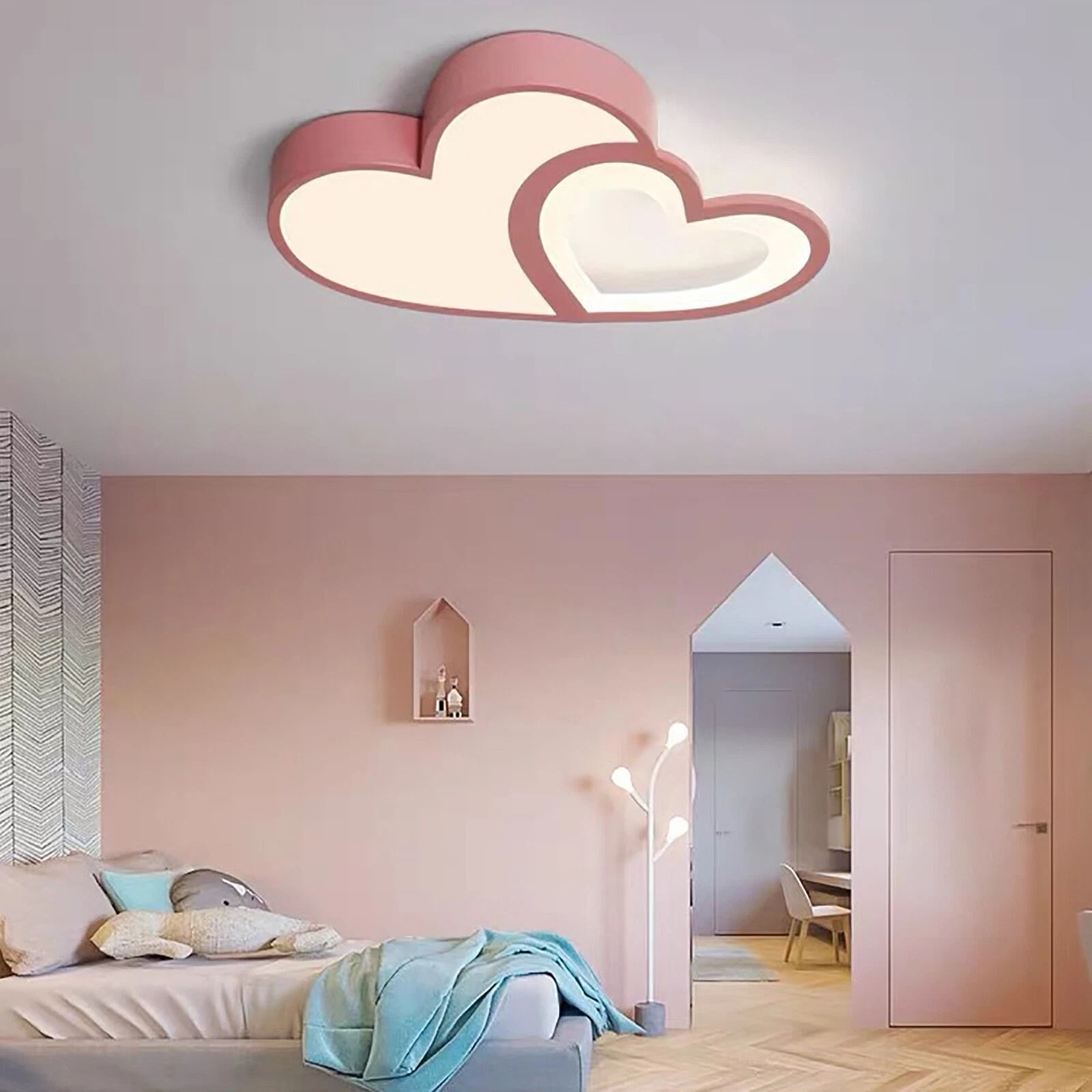 Flush Mount Pendant Lamp, Modern Heart Shape LED Ceiling Light Chandelier Fixture