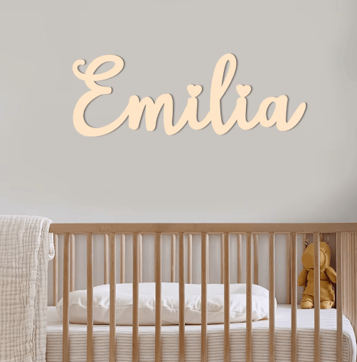 Personalized Wooden Name Sign – Custom Baby Nursery Wall Decor for Kids Room