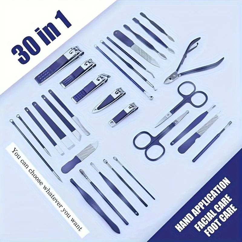 Professional 30 Piece Manicure and Pedicure Set with Stainless Steel Tools