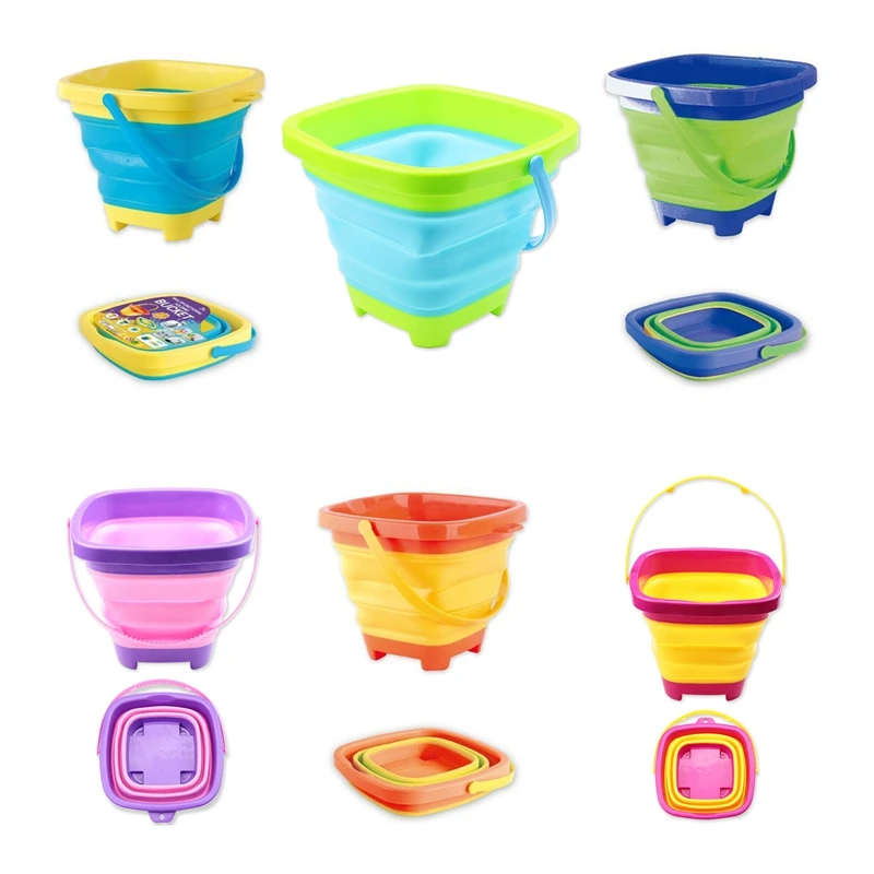 Collapsible Beach Bucket for Kids Foldable Sand and Snow Play Toy