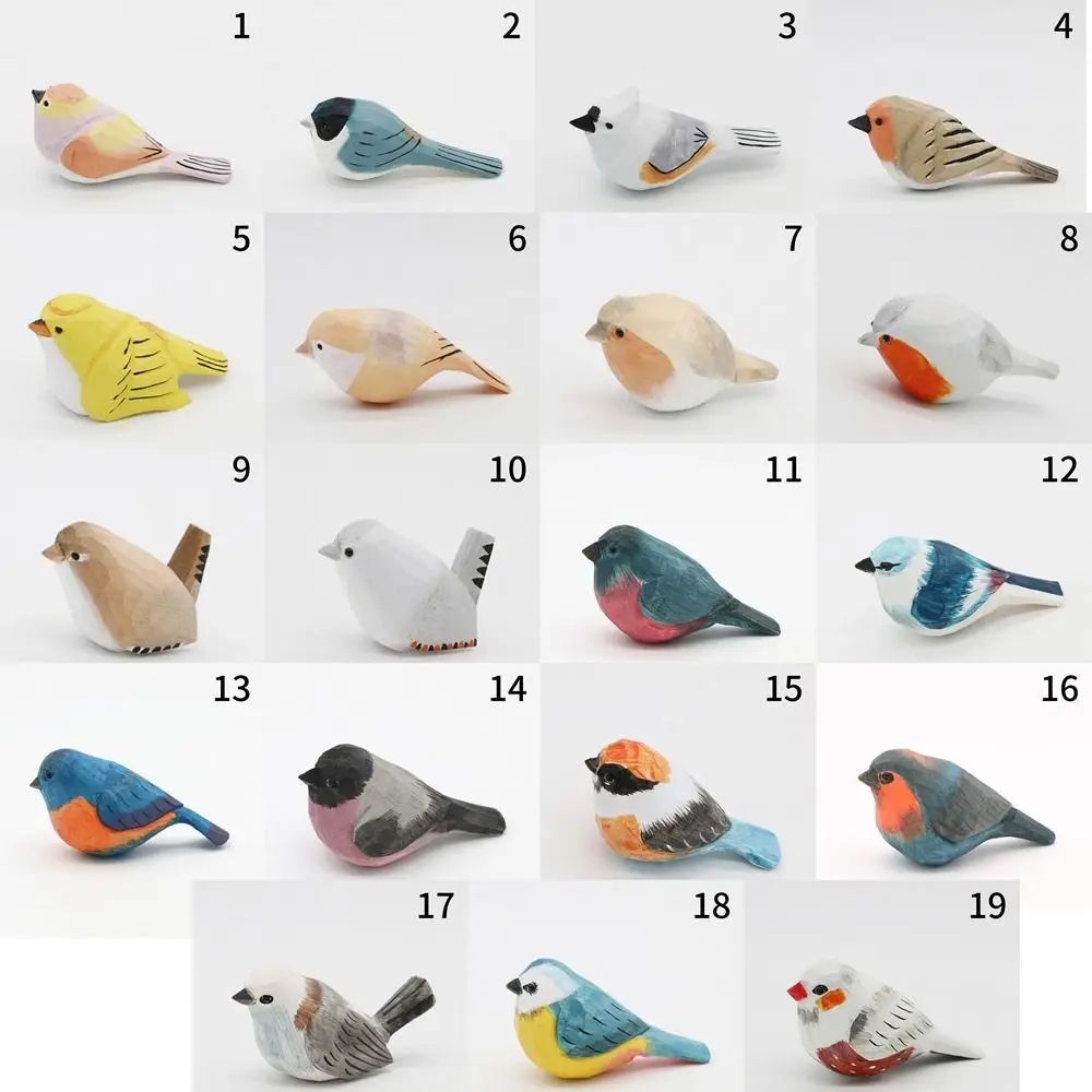 Hand-Carved Wooden Bird Figurine for Rustic Home Decor and Bird Lover Gifts