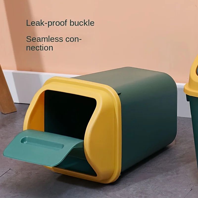 14L Square Plastic Trash Can with Lid
