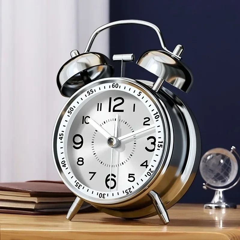 Twin Bell Night Light Alarm Clock – High-Definition Chronometric Metal Sculpture