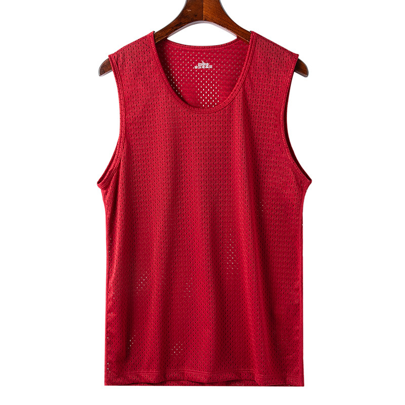Breathable Men Ice Silk Tank Tops, Gym Fitness Vest, Quick-drying Mesh Underwear Sleeveless Bodybuilding Singlet