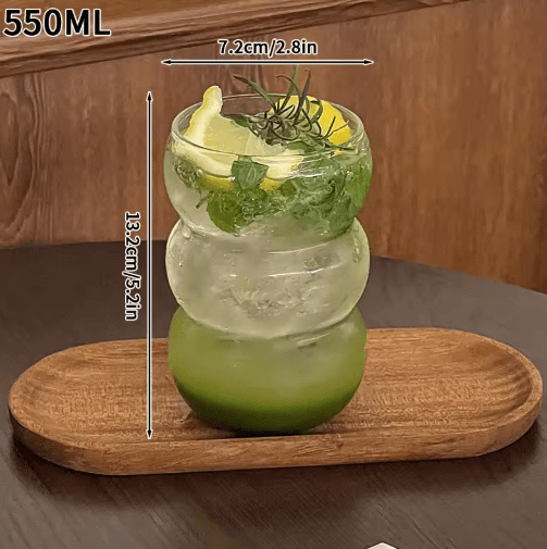 RippleWave Transparent Drinking Glass – Creative Wave Iced Coffee Tumbler