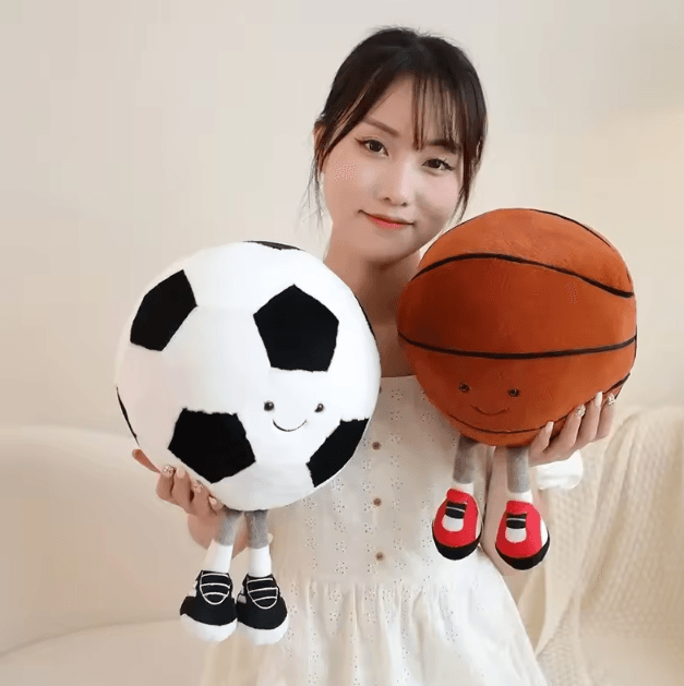 PlayPuff Plush Sports Ball Toy – Soft Football & Soccer Interactive Pet Toy