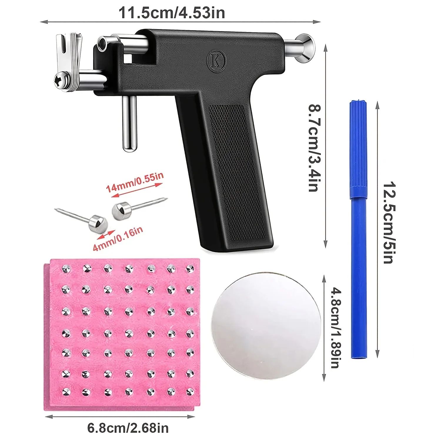 Professional Ear Piercing Gun Tool Set with 98pcs Stainless Steel Studs