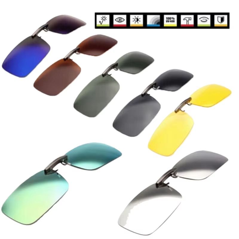 Polarized Clip On Sunglasses UV400 Day and Night Driving Glasses Attachment