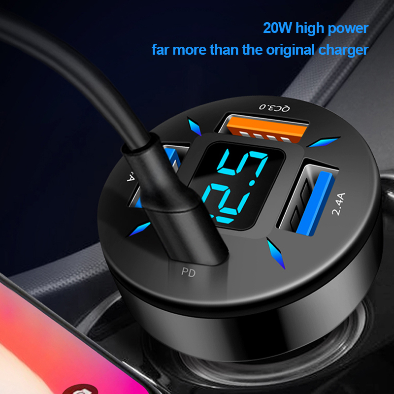 Quick Charge Car Phone Charger PD QC Ports USB Fast Charging Adapter for Efficient Car Charging