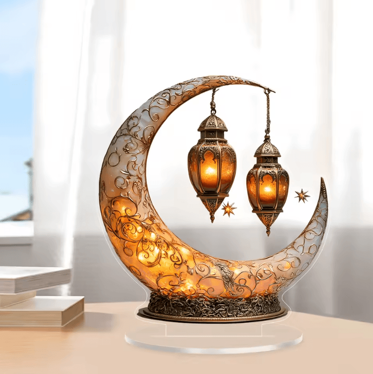 Celestial Moon & Star Acrylic Desk Decor – Minimalist 2D Tabletop Ornament