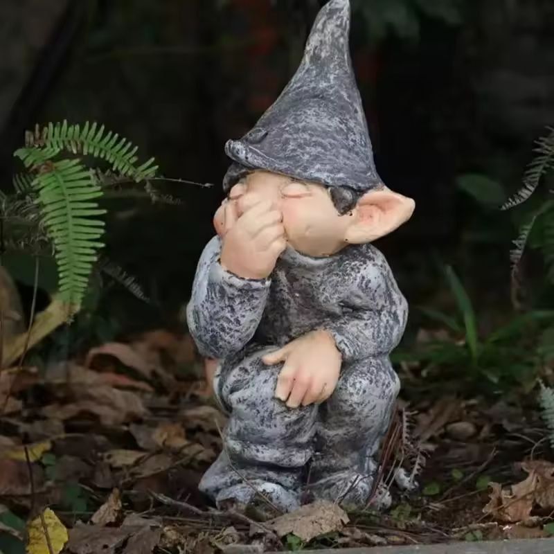 Garden Gnome Laugh & Lawn Resin Statue - Funny Gnome Garden Decor & Outdoor Ornament