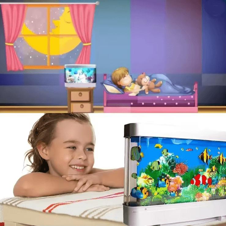 Tropical Fish Tank Lamp Virtual Ocean Night Light Aquarium Decor for Kids and Home