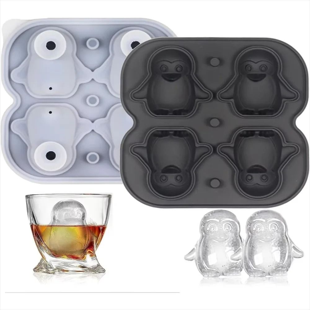 Premium Penguin Silicone Ice Cube Tray – 3D Novelty Flower & Animal Mold with Leak-Proof Lid