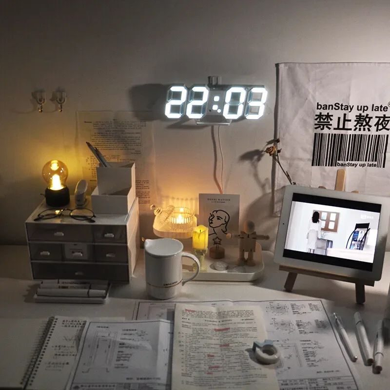 3D LED Digital Wall Clock with Night Glow