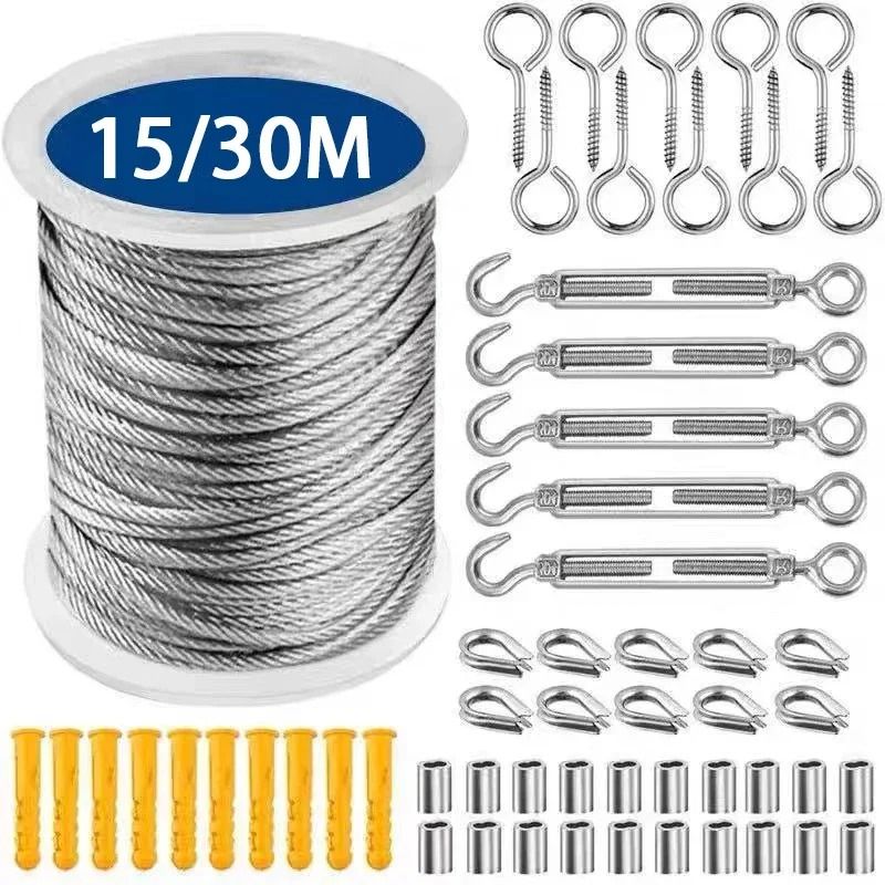 Stainless Steel Cable Rope Kit Heavy Duty PVC Coated Garden Wire Cable Roll