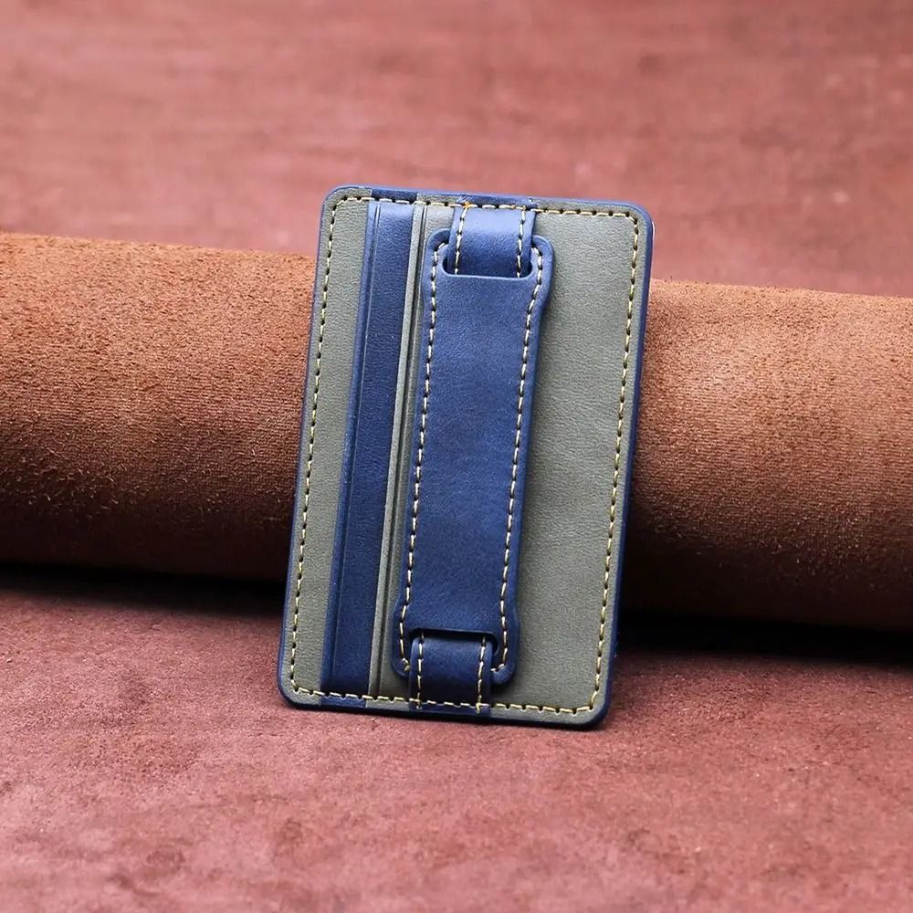 Adhesive Phone Wallet with Integrated Grip Strap