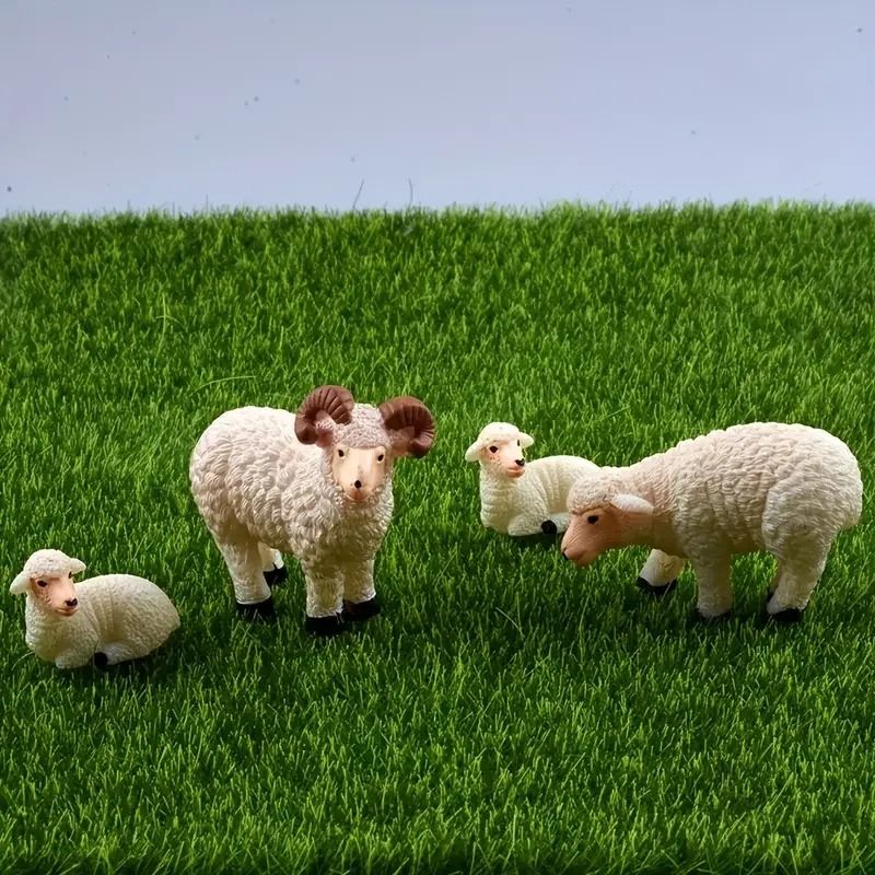 Mini Resin Sheep Family Figurine Set Micro Landscape Garden Decor