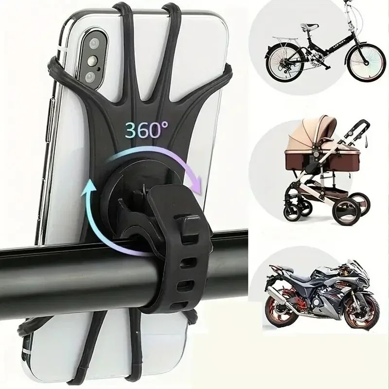 Universal 360° Rotatable Bicycle Motorcycle Phone Holder with Silicone Support